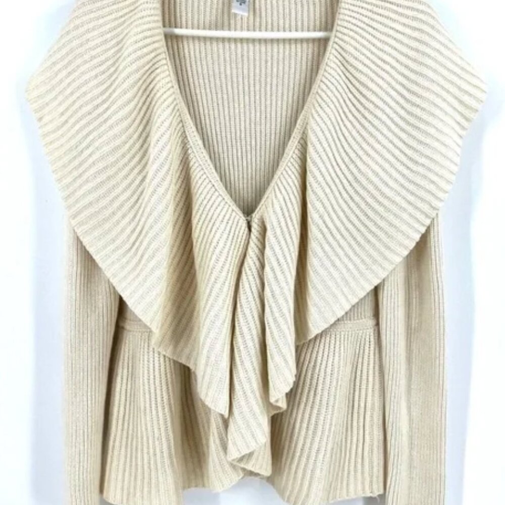 Diane Von Furtenberg Hoxer Short Shawl Collar Wool Cotton Blend Cardigan SZ S